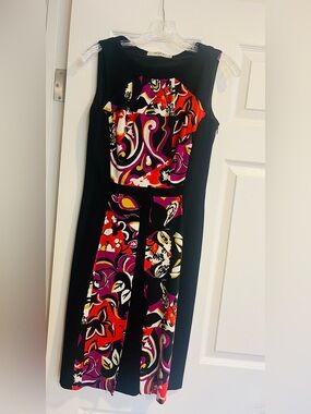Etro Black Midi Dress with Purple, Red, White and Yellow Paisley Panels